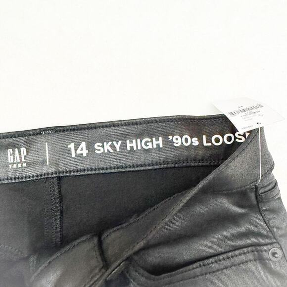 GAP Teen Sky High 90's Loose Coated Black Denim Jeans Size 14 NWT - Picture 4 of 8